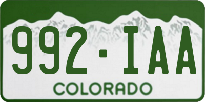 CO license plate 992IAA