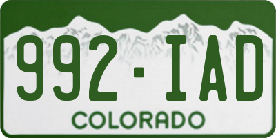 CO license plate 992IAD