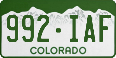 CO license plate 992IAF