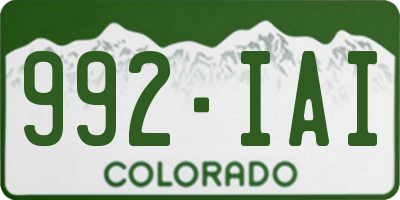 CO license plate 992IAI