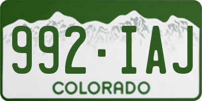 CO license plate 992IAJ