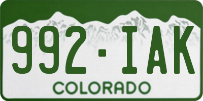 CO license plate 992IAK