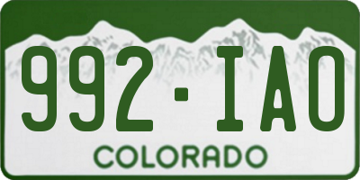 CO license plate 992IAO