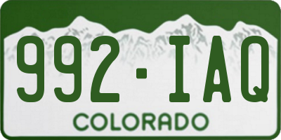 CO license plate 992IAQ