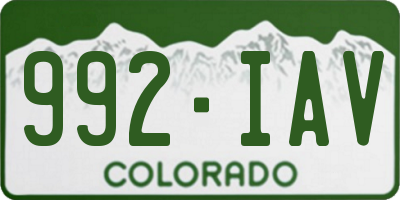 CO license plate 992IAV