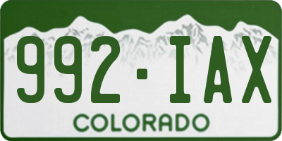 CO license plate 992IAX