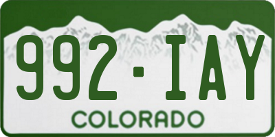 CO license plate 992IAY