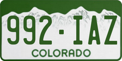 CO license plate 992IAZ