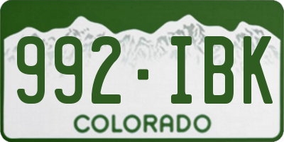 CO license plate 992IBK