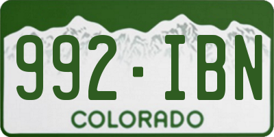 CO license plate 992IBN