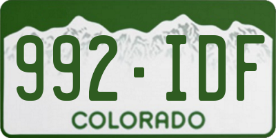 CO license plate 992IDF