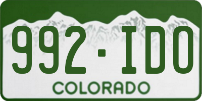 CO license plate 992IDO