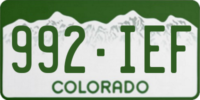 CO license plate 992IEF