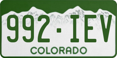 CO license plate 992IEV