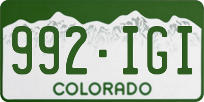 CO license plate 992IGI