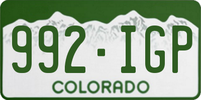 CO license plate 992IGP