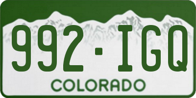 CO license plate 992IGQ
