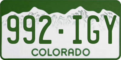 CO license plate 992IGY
