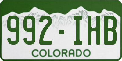 CO license plate 992IHB