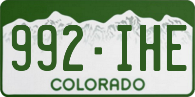 CO license plate 992IHE