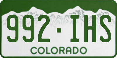 CO license plate 992IHS