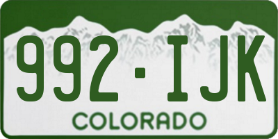 CO license plate 992IJK