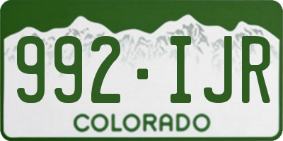 CO license plate 992IJR