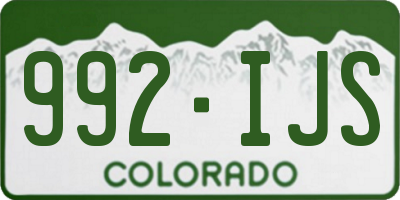 CO license plate 992IJS