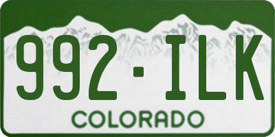 CO license plate 992ILK