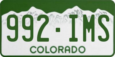 CO license plate 992IMS