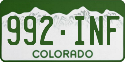 CO license plate 992INF