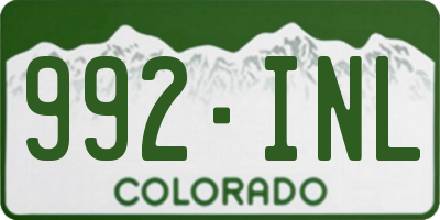 CO license plate 992INL