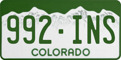 CO license plate 992INS