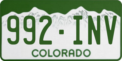 CO license plate 992INV