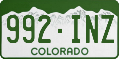 CO license plate 992INZ