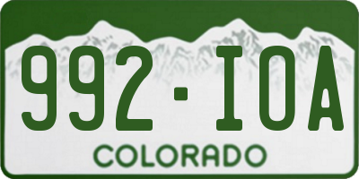 CO license plate 992IOA