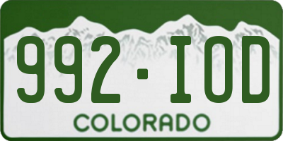 CO license plate 992IOD