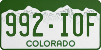 CO license plate 992IOF