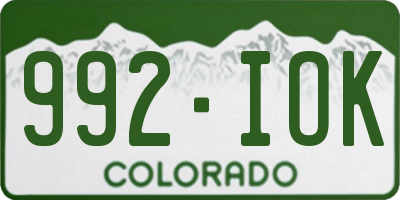 CO license plate 992IOK