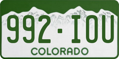 CO license plate 992IOU