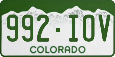 CO license plate 992IOV