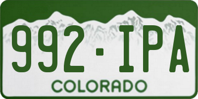 CO license plate 992IPA