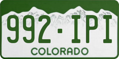 CO license plate 992IPI
