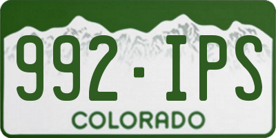 CO license plate 992IPS
