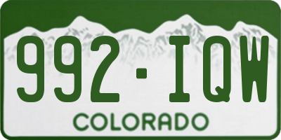 CO license plate 992IQW