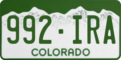 CO license plate 992IRA