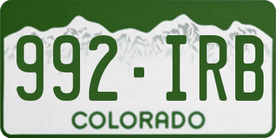 CO license plate 992IRB