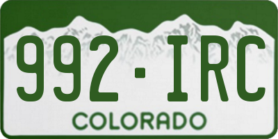 CO license plate 992IRC