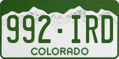 CO license plate 992IRD