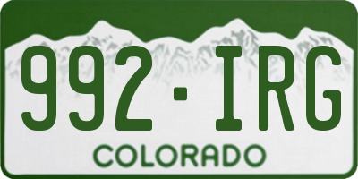 CO license plate 992IRG